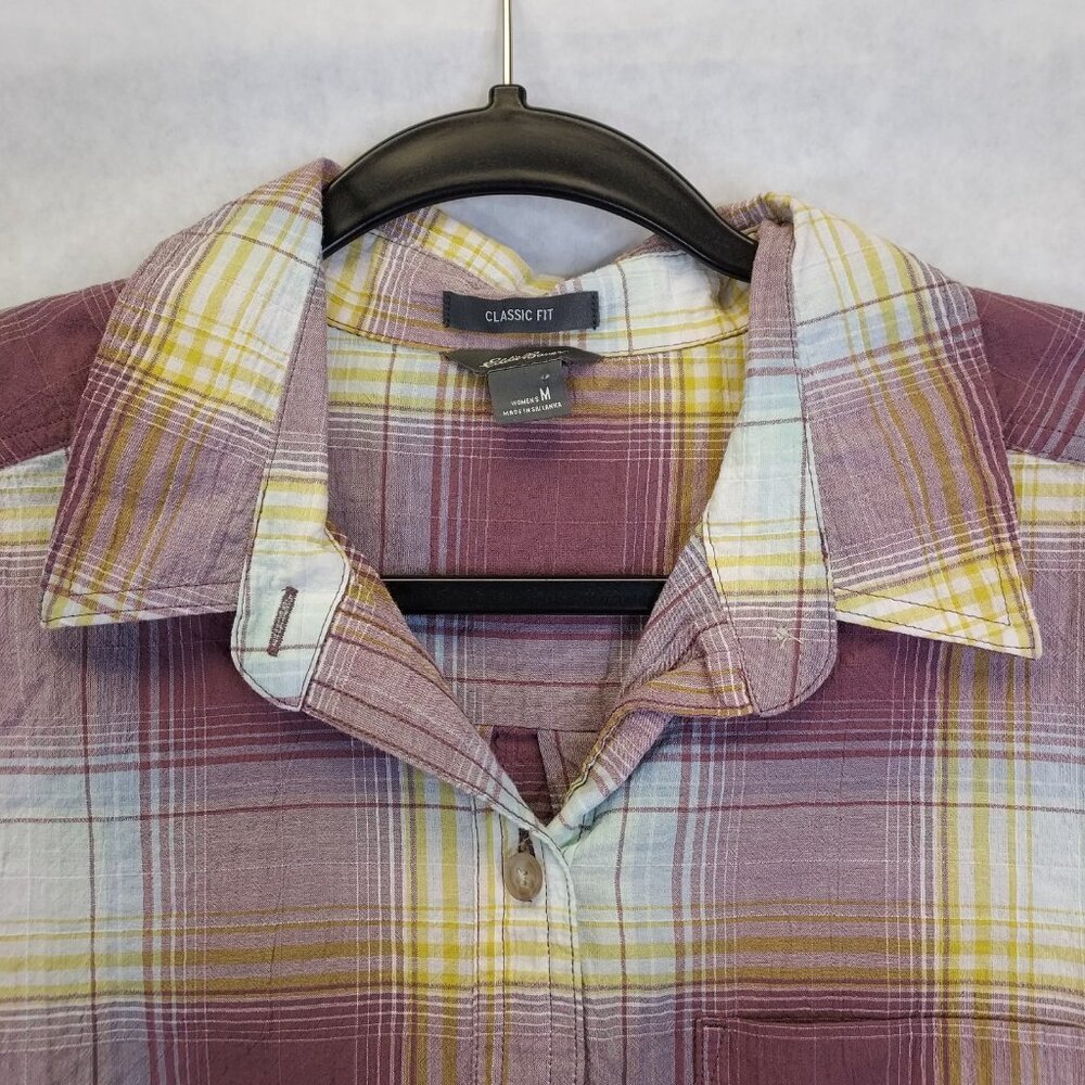 Eddie Bauer Classic Fit Button Up Shirt Women M Plaid Long Sleeve Gorpcore Cabin - Picture 2 of 15